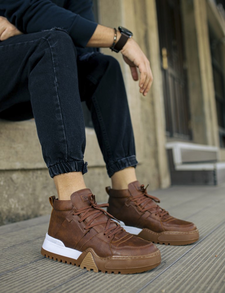 Ανδρικά καφέ Casual μποτάκια τρακτερωτή σόλα CH057 φωτογραφία